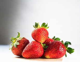 Wall Mural - just strawberries; isolated on a white background; healthy food concept; vertical photo of freshly harvested organic fruits copy space, banner, advertisement, invitation, discount offer