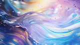 Fototapeta  - Abstrakcyjne pastelowe tło z falami wody - farba akrylowa błękitna na płótnie. Sztuka nowoczesna. Przepływ komórek