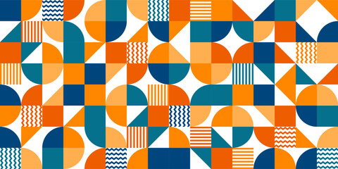 Wall Mural - geometric trendy pattern. modern colorful background with simple elements. retro texture with basic 