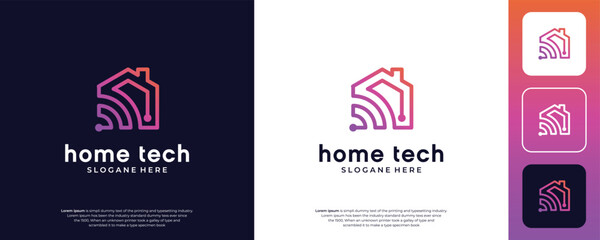 Wall Mural - simple home tech logo design template