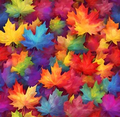 rainbow color maple leaf wallpaper digital art background