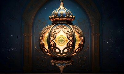 Wall Mural - Detailed lantern design for islamic ramadan celebration copy space