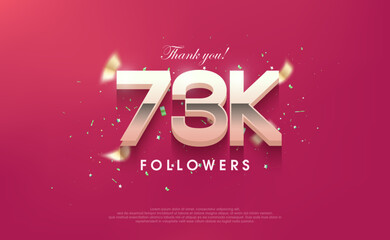 Thank you 73k followers, vector background design for social media posts.