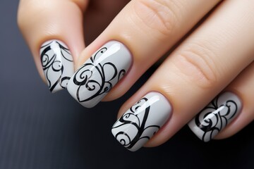 Wall Mural - Beautiful Nail Art Manicure. Nail designs with decoration.Manicure nail paint.