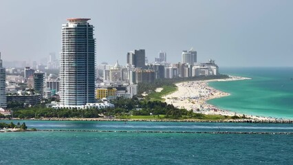 Wall Mural - Miami Beach city with high luxury hotels and condos and sandy beachfront