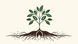 Abstract plant silhouette with roots in the shape of the Earth  symbolizing environmental awareness. simple Vector art