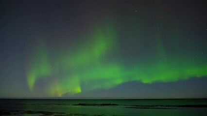 aurora borealis, northern lights in iceland, real night sky with stars time lapse, astronomical phen