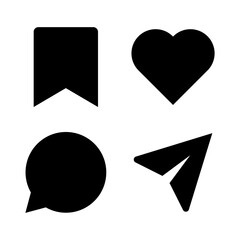 Poster - Social social media icons. Set of generic user interface icons. Like, comment, share and save icons. Vector illustration. EPS 10.