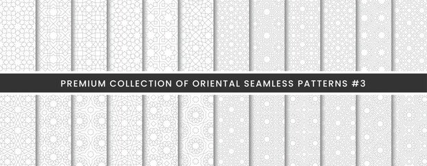 Wall Mural - abstract seamless patterns collection, geometric pattern with arabic and turkish style use for ramadan, umrah, hajj, eid islamic celebration background