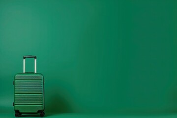 Wall Mural - a green suitcase is sitting in front of a green wall