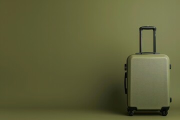 Wall Mural - a white suitcase is sitting in front of a green wall