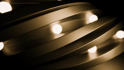 Poster - Glowing balls move along lines. Design. Balls move and illuminate folds of spiral. Glowing balls move in spiral tunnel