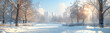 A simple 3D illustration of a winter snowscape in a city park.