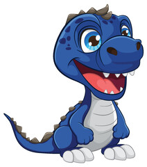 Poster - A happy blue baby dinosaur with a big smile