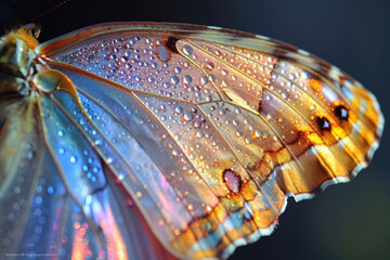 Wall Mural - Butterfly's wings blending harmoniously with the blossoms.