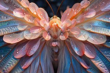 Wall Mural - Butterfly's wings blending harmoniously with the blossoms.