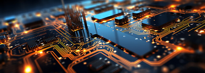 Printed circuit board banner, Abstract technology elements printed circuit board