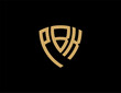 PBK creative letter shield logo design vector icon illustration