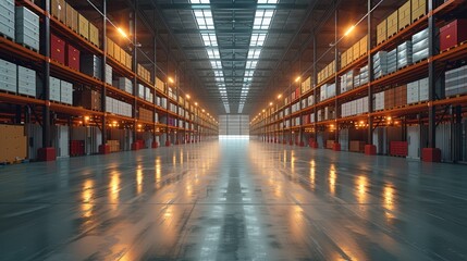 Fototapete - the modern logistics and delivery networks, modern warehouse. generative ai.