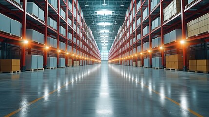 Fototapete - the modern logistics and delivery networks, modern warehouse. generative ai.