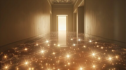 Leinwandbilder - Glowing stars on floor of an empty room. Generative AI.