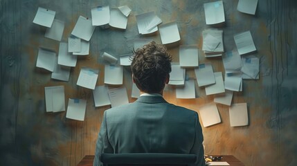Poster - Businessman is busy, Fixing a to-do list. Generative AI.