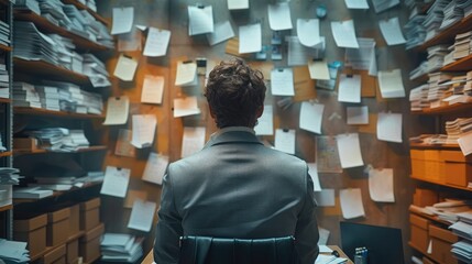 Poster - Businessman is busy, Fixing a to-do list. Generative AI.