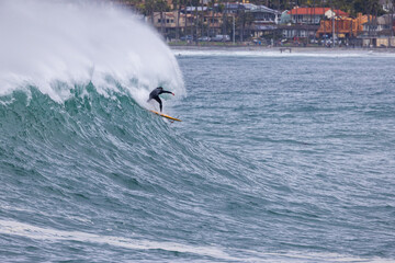 Wall Mural - Huge waves and paddle boarding