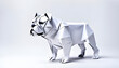 Hund Haustier Bulldogge in geometrischen Formen, wie 3D Papier in weiß wie Origami Falttechnik Symbol Wappentier Logo Vorlage Tiere Fell Schnauze