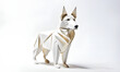 Hund Haustier Schäferhund Vierbeiner in geometrischen Formen, wie 3D Papier in weiß wie Origami Falttechnik Symbol Wappentier Logo Vorlage Tiere Fell Schnauze 