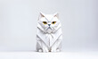 Katze Kater Perserkatze Haustier in geometrischen Formen, wie 3D Papier in weiß wie Origami Falttechnik Symbol Wappentier Logo Vorlage Tiere niedlich Fell weich kuschelig hübsch Kätzchen