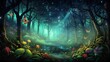 monsoon forest at night with butterfly.  nature with anime cartoon illustration concept. seamless looping overlay 4k virtual video animation background 