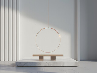 A product mockup suspended in an empty void surrounded by minimal elements that accentuate its unique design