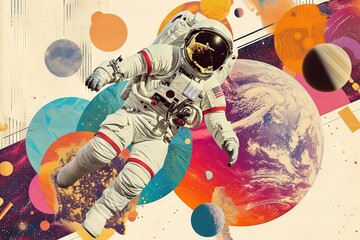 Wall Mural - astronaut in space. contemporary art collage. generative ai