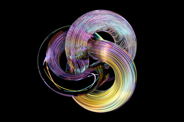 Fototapete - abstract dynamic colorful shape. 3d illustration and rendering. elegant line background.