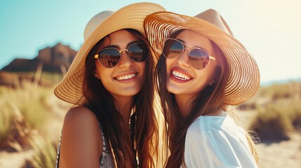 A couple of young girls are on summer vacation.