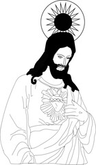 Wall Mural - jesus drawing vector image