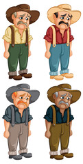 Sticker - Illustration of a farmer with four different expressions.