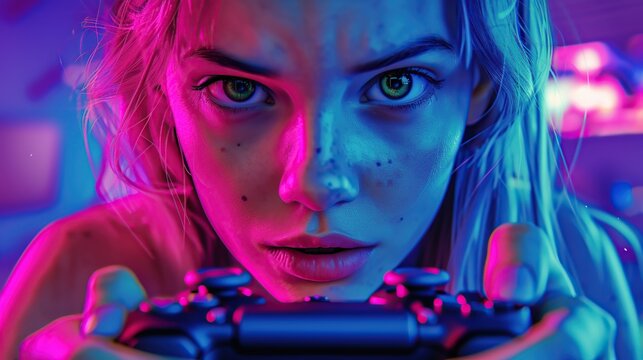 Gaming Girl: Illustration of a Woman Gamer. Crafted by Generative AI