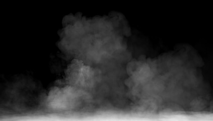 Sticker - Abstract misty fog on isolated black background. Smoke stage studio. Texture overlays. The concept of aromatherapy.