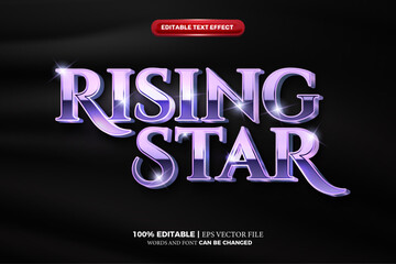 Wall Mural - Rising Start Purple Gold 3d editable text effect