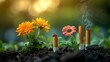 A symbolic representation of cigarettes turning into flowers, promoting the beauty of a smoke-free life on No Smoking Day
