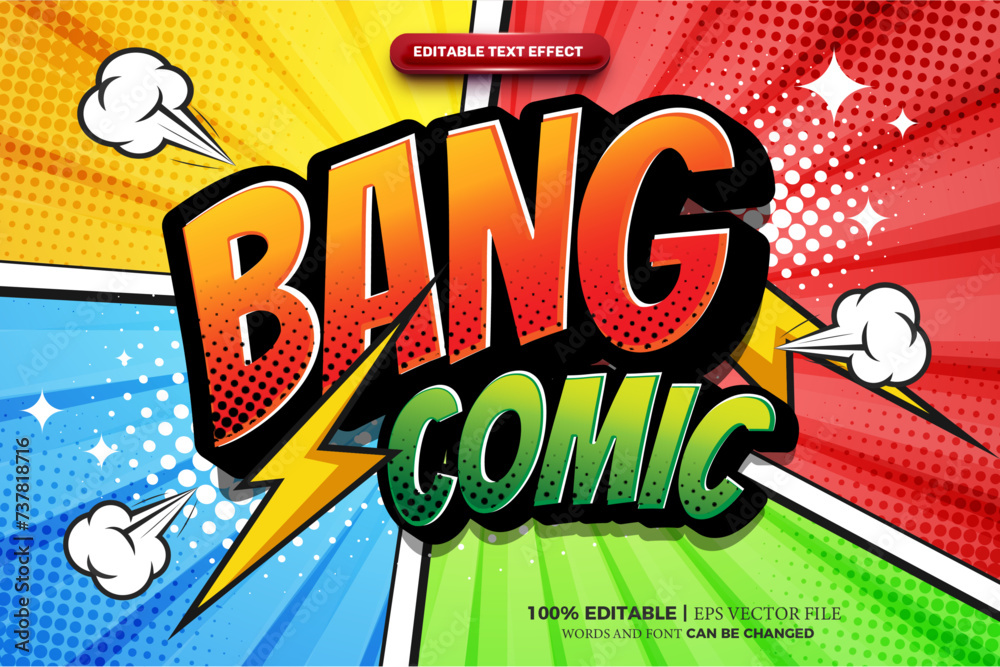 Bang Comic adventure editable text effect logo template Stock Vector ...