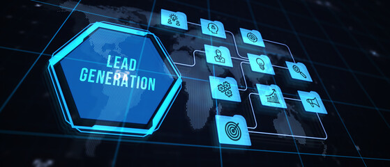 Wall Mural - Lead Generation. Finding and identifying customers for your business products or services. Finance concept. 3d illustration