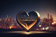 Heart glowing symbol . Mixed media