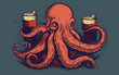 octopus drinks beer, logo