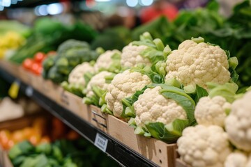 Wall Mural - Cauliflower in a grocery store