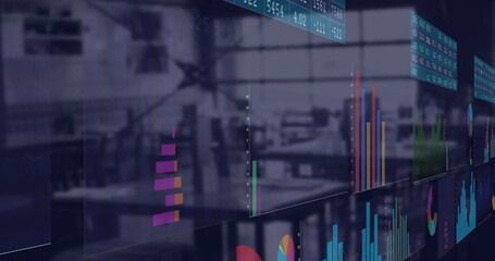 Poster - Animation of statistics and financial data processing over office