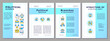 © bsd studio - Political science blue brochure template. Government structure. Leaflet design with linear icons. Editable 4 vector layouts for presentation, annual reports. Arial-Black, Myriad Pro-Regular fonts used