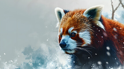 Wall Mural - illustration with the drawing of a Red pandas
